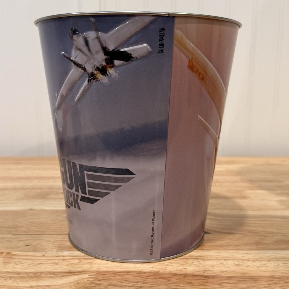 TOP GUN Maverick Movie Promo Tin Metal Golden Link 2020 Popcorn Bucket - Picture 2 of 8